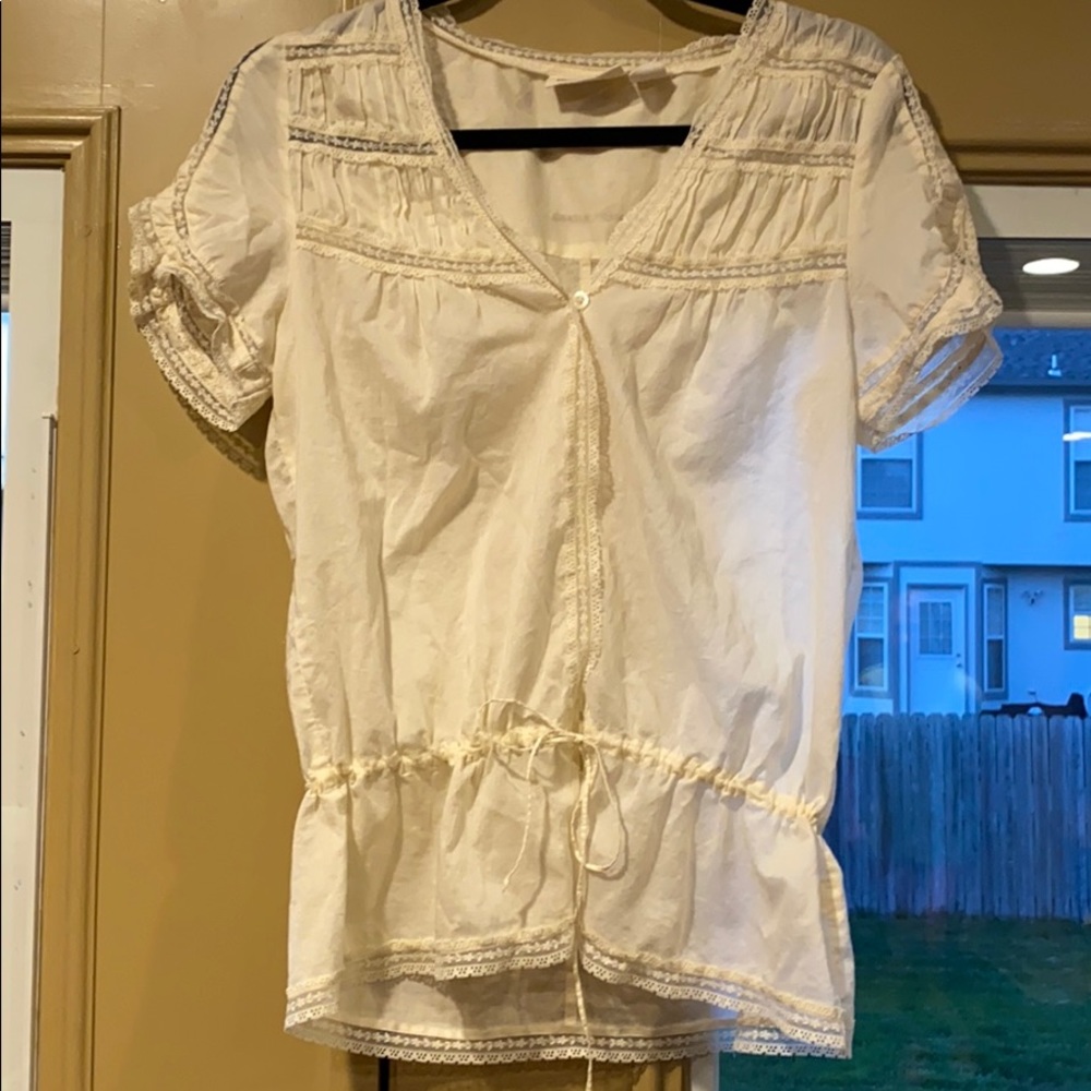DKNY Cream Lace Top Size L